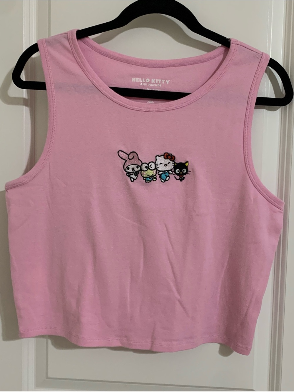 Hello Kitty Pink Cropped Tank with Character Embroidery, XXL